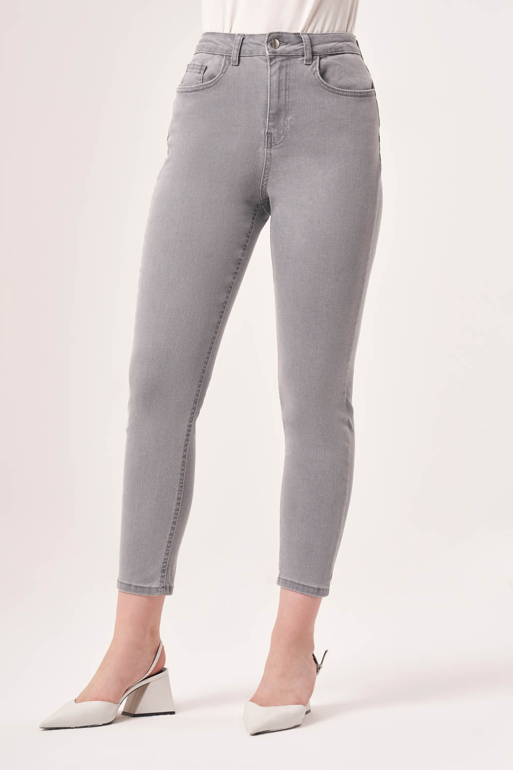 Mizalle Skinny Fit Gri Denim Pantolon