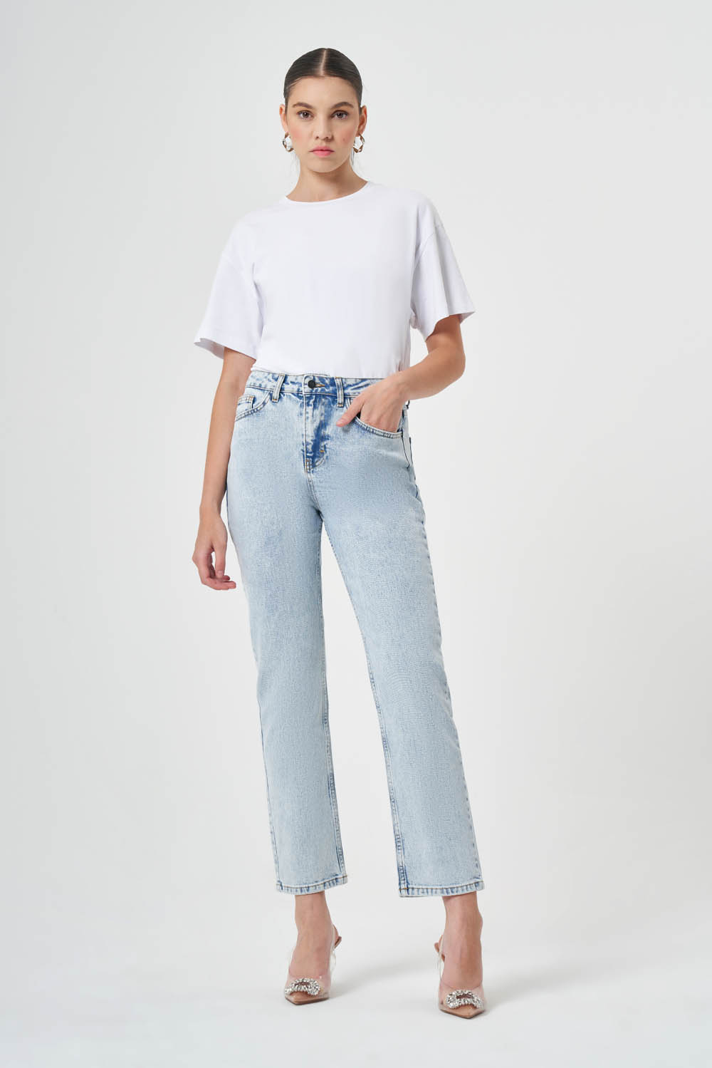 Mizalle Açık Mavi Straight Fit Denim Pantolon