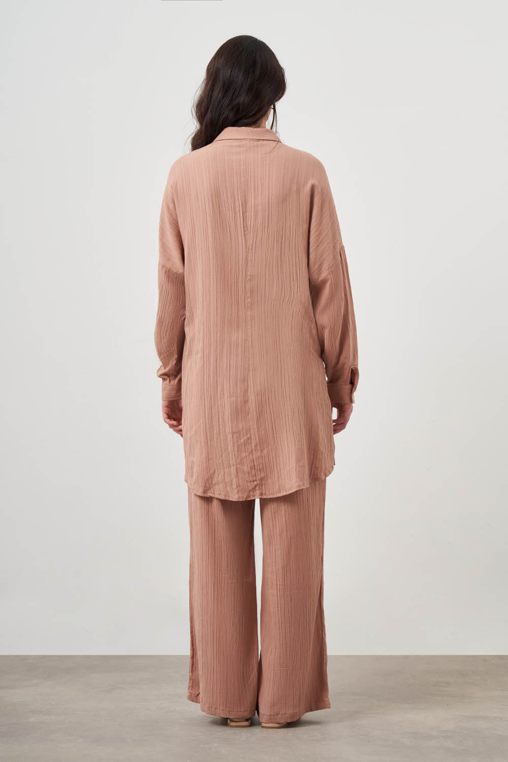 Mizalle Oversize Cepli Özel Dokuma Uzun Camel Tunik