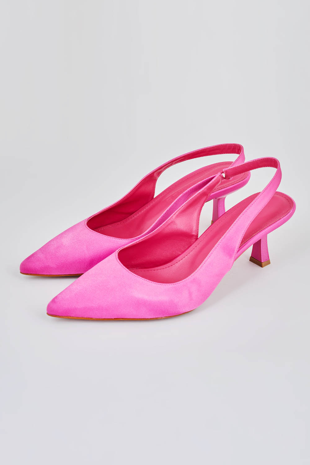 Mizalle Arkası Fuşya Saten Stiletto