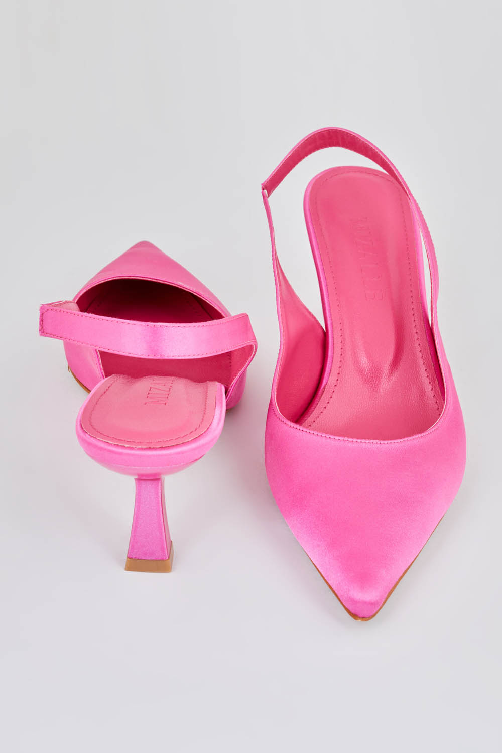 Mizalle Arkası Fuşya Saten Stiletto