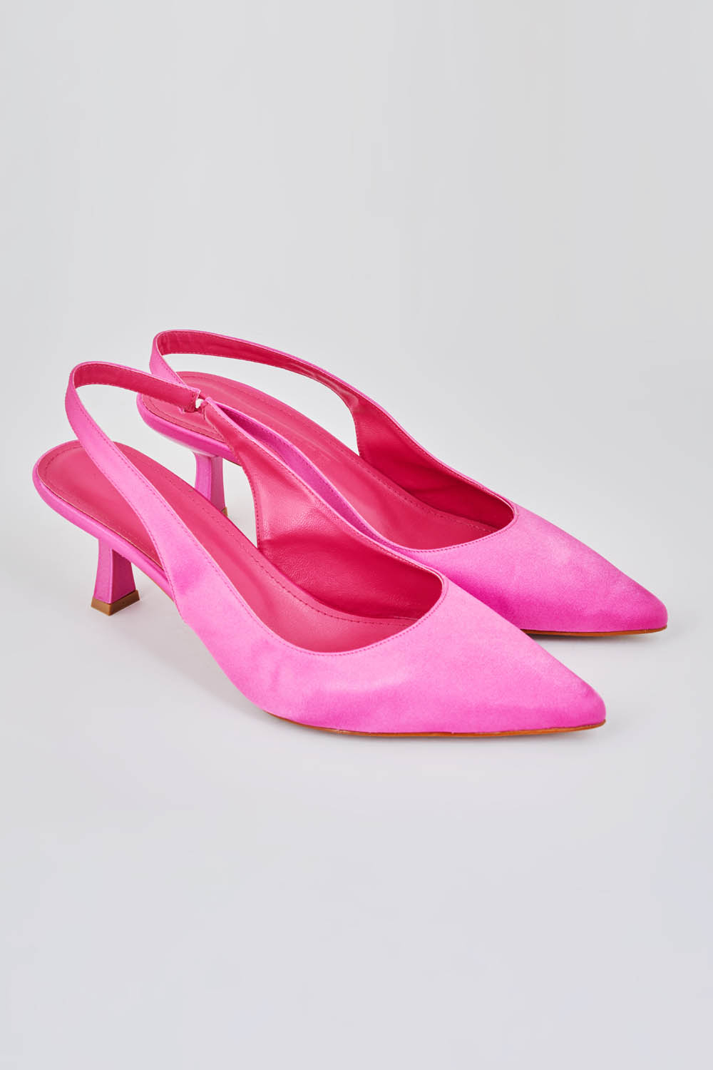 Mizalle Arkası Fuşya Saten Stiletto