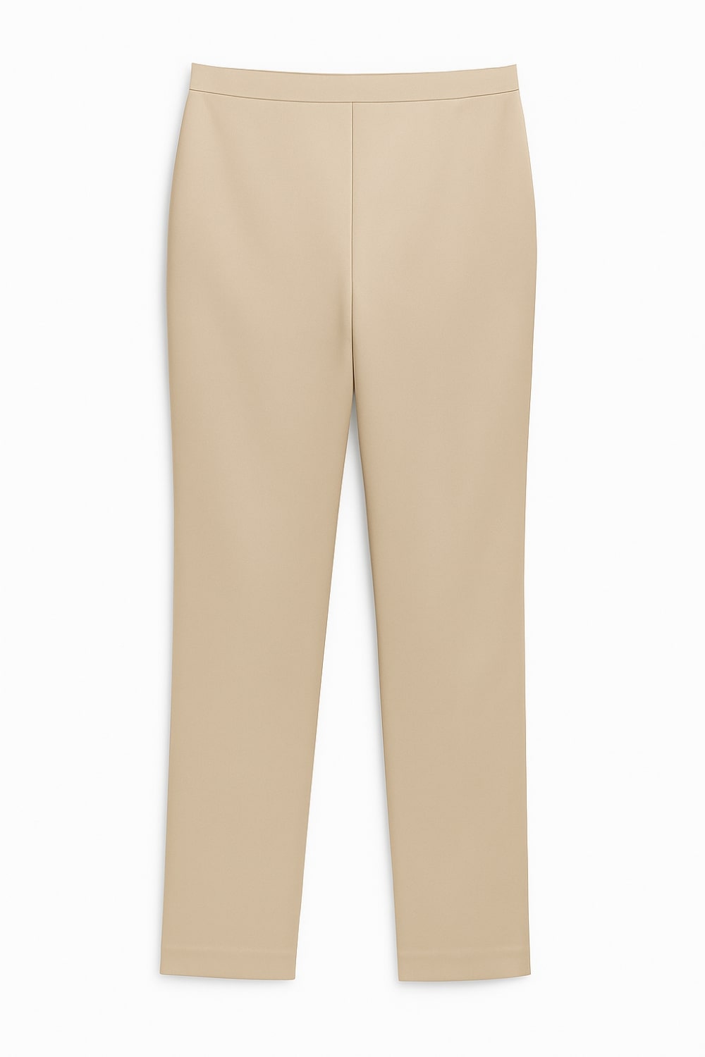 Mizalle Beli Lastikli Dar Paça Bej Rengi Saten Pantolon