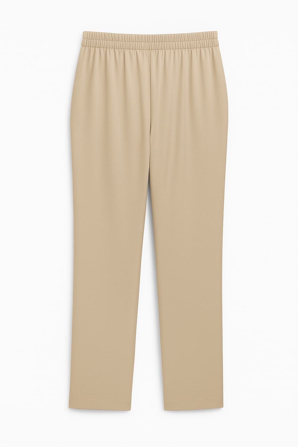 Mizalle Beli Lastikli Dar Paça Bej Rengi Saten Pantolon
