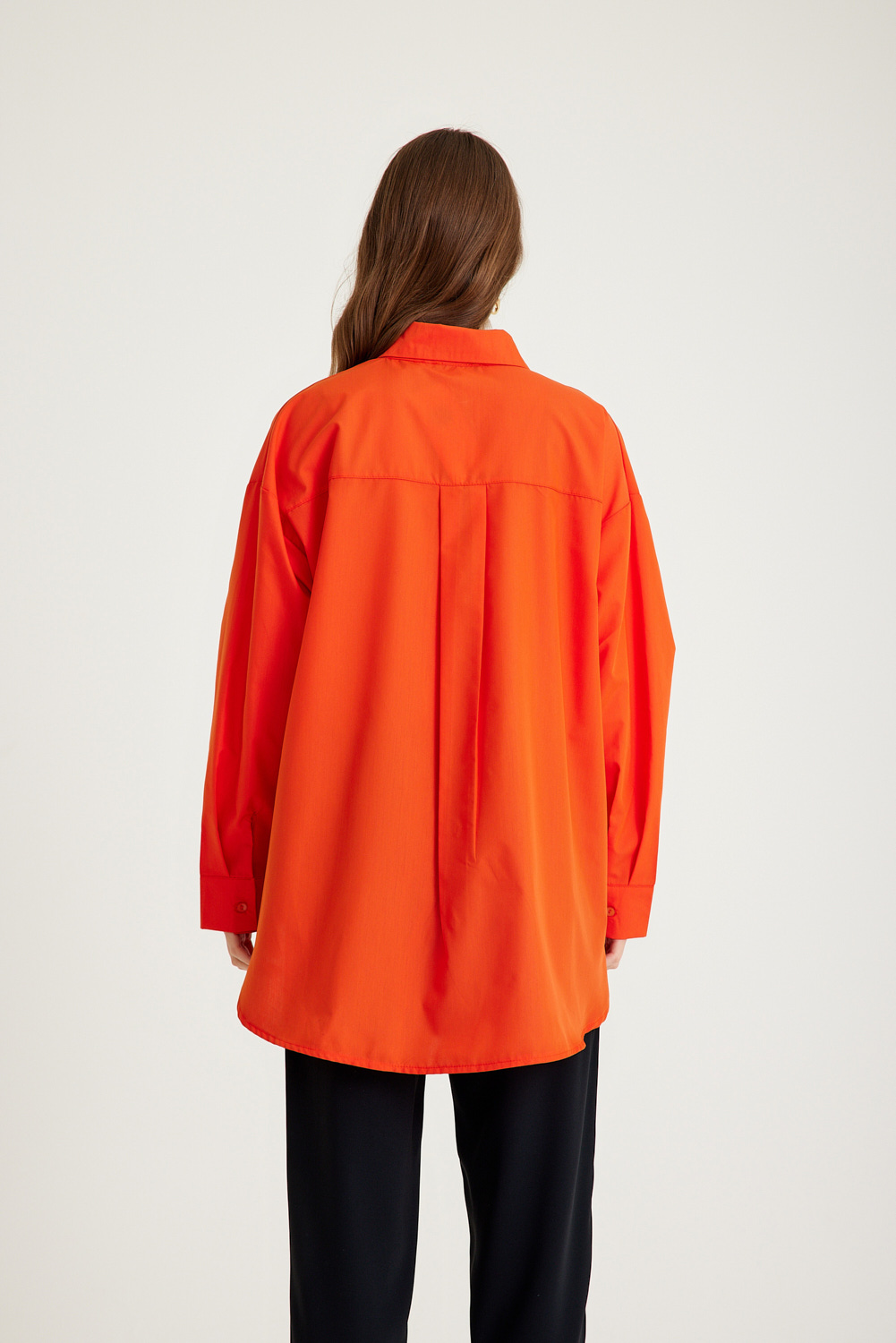 Mizalle Basic Oversize Pamuklu Turuncu Gömlek