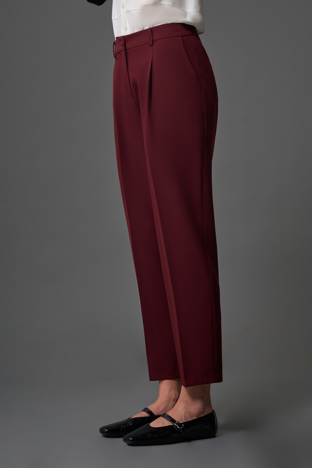 Mizalle Dar Paça Klasik Bordo Kumaş Pantolon