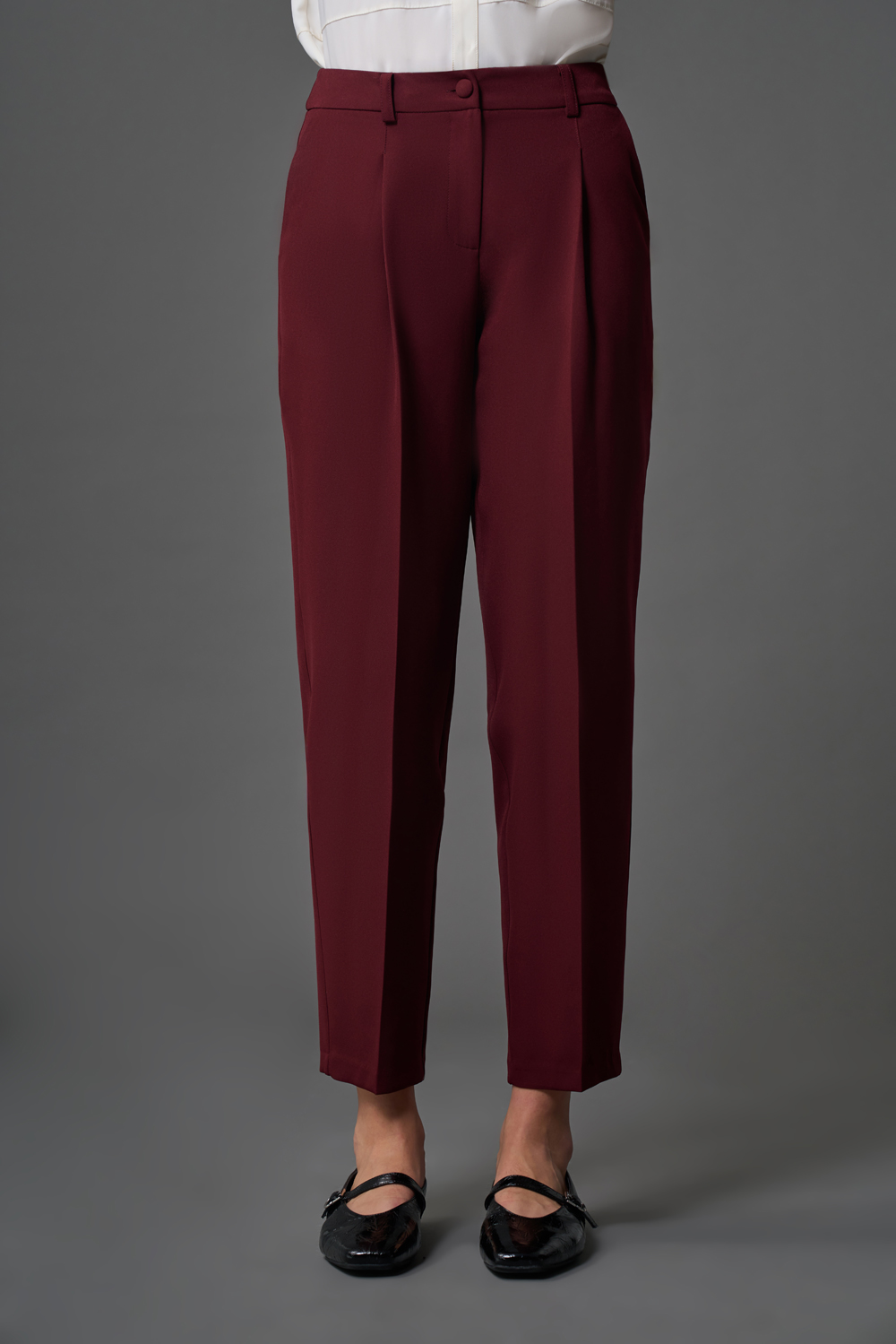 Mizalle Dar Paça Klasik Bordo Kumaş Pantolon