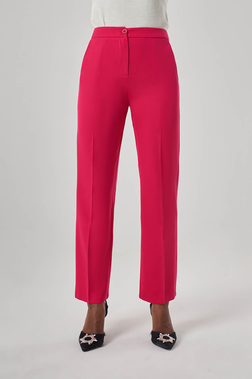 Mizalle Basic Fuşya Klasik Kumaş Pantolon