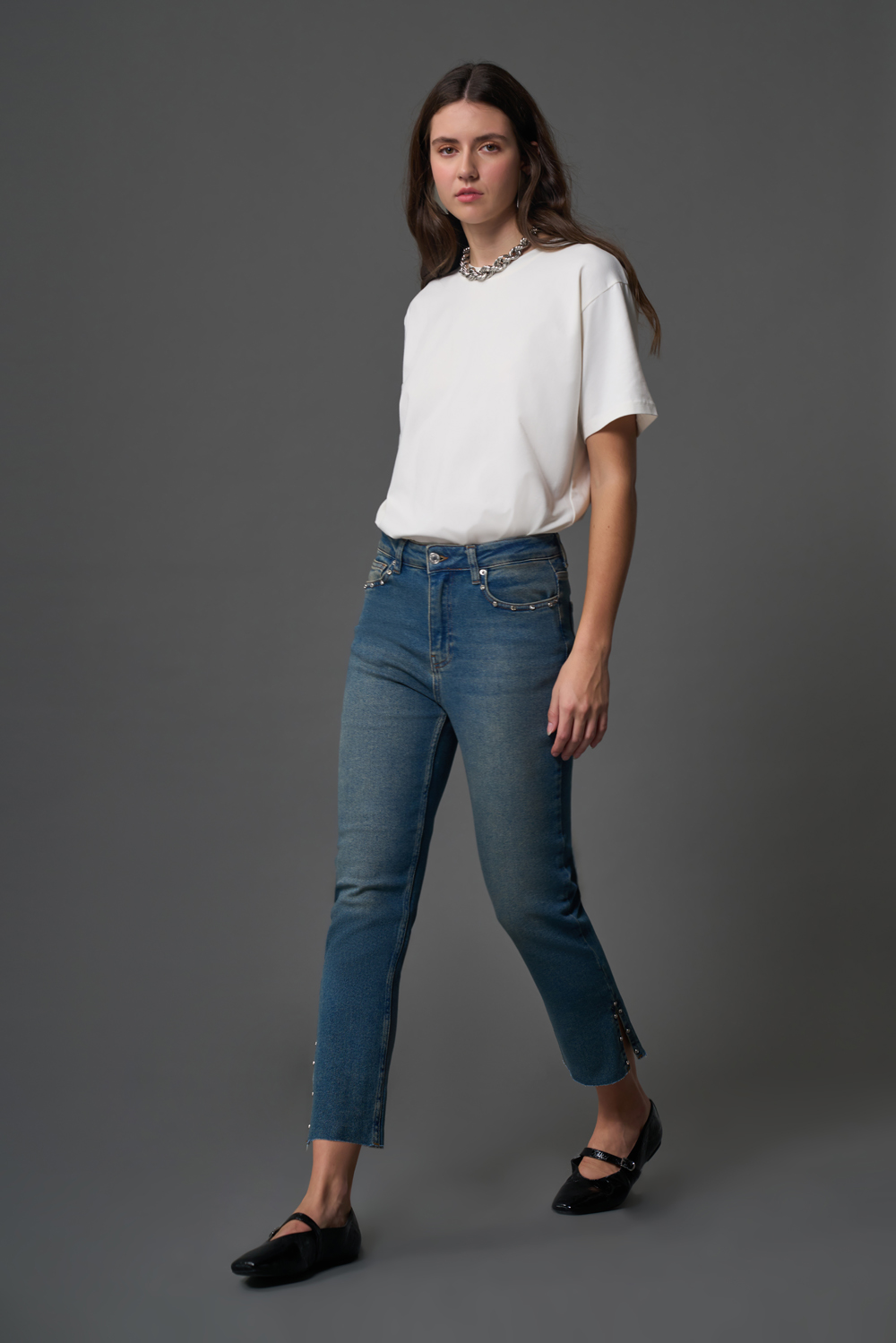 Flare Paça Denim O. Mavi Pantolon