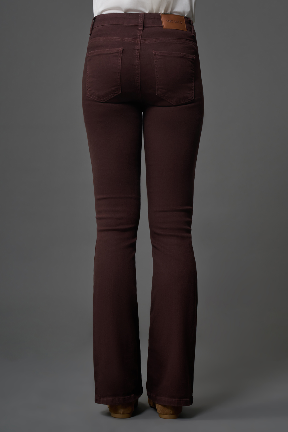 Mizalle Skinny Fit Flare Paça Kahverengi Denim Pantolon