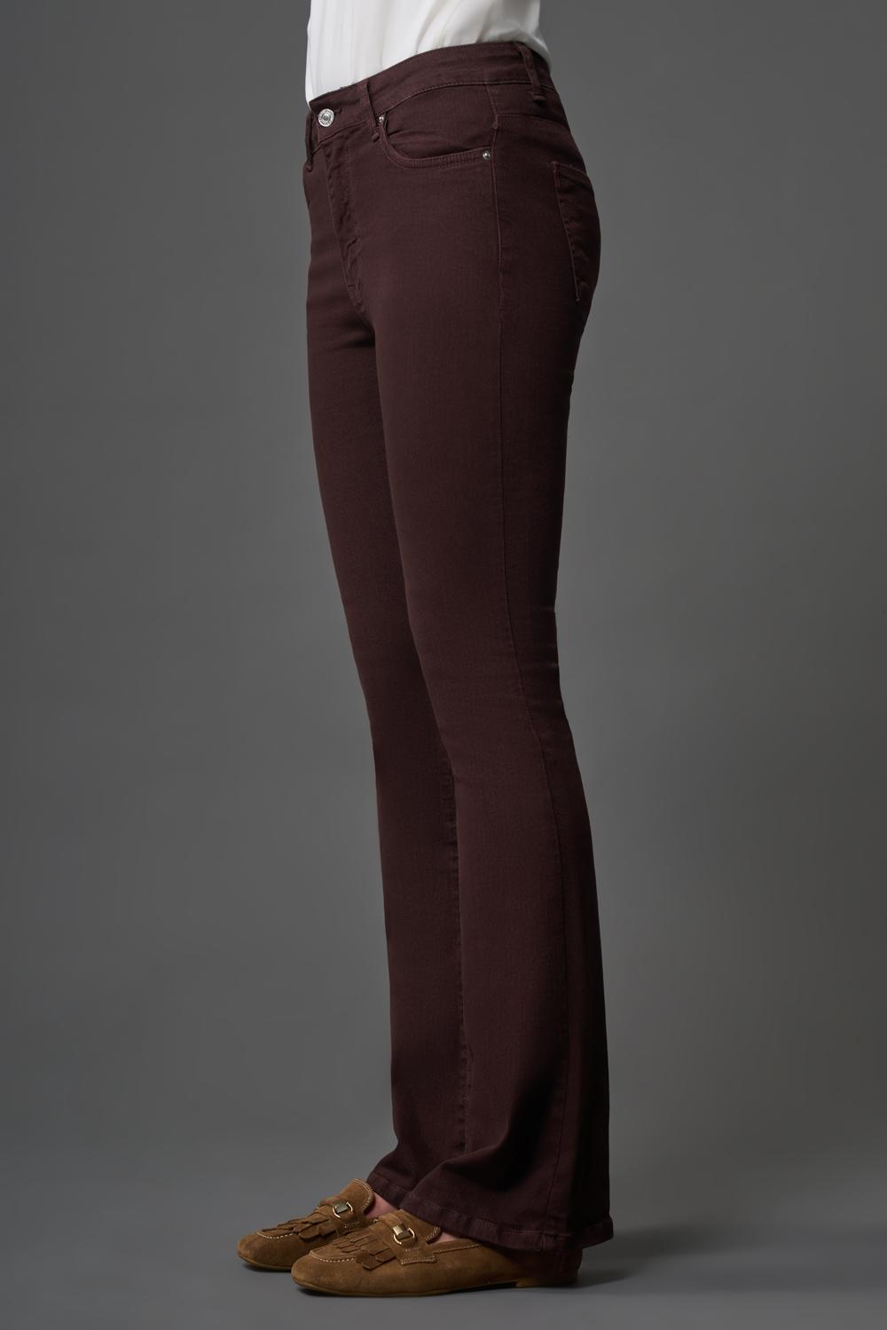Mizalle Skinny Fit Flare Paça Kahverengi Denim Pantolon