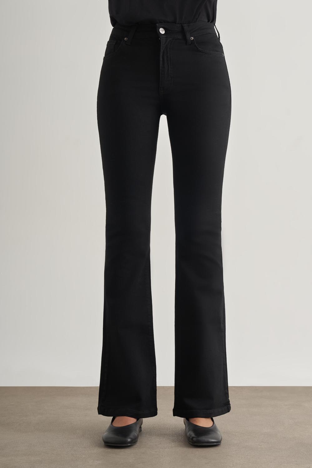 Mizalle Skinny Fit Flare Paça Siyah Denim Pantolon