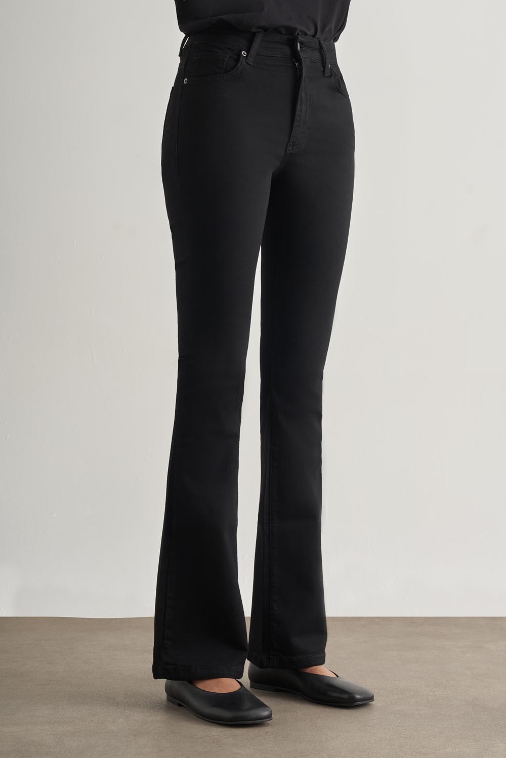 Mizalle Skinny Fit Flare Paça Siyah Denim Pantolon