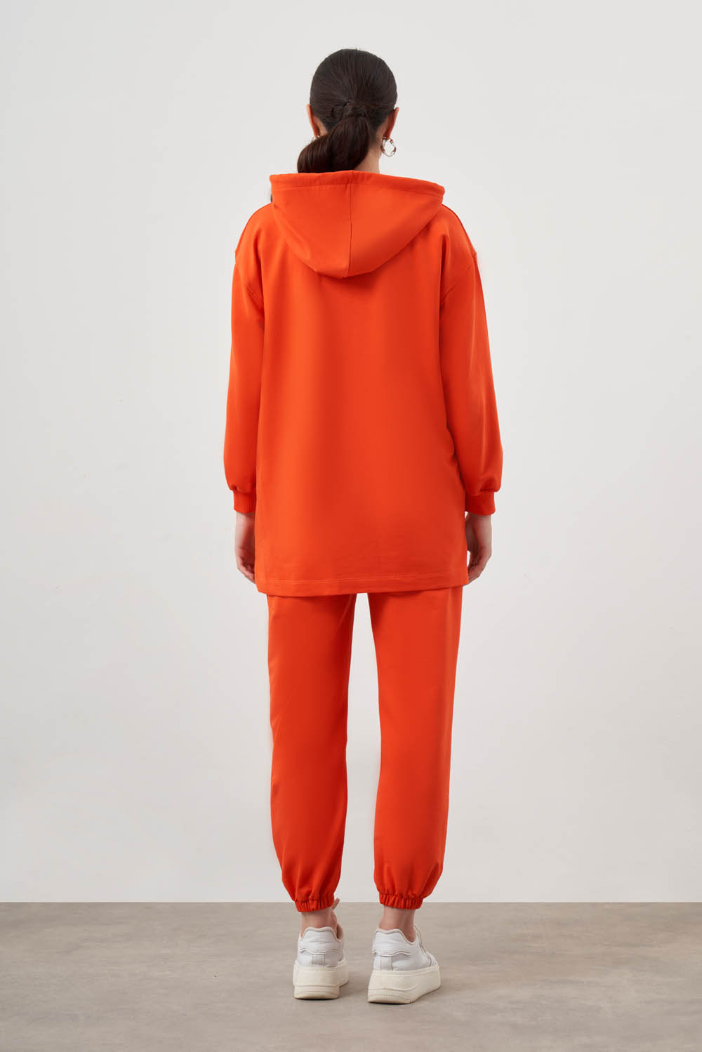 Mizalle Kapüşonlu Kanguru Cepli Nar Çiçeği Sweatshirt