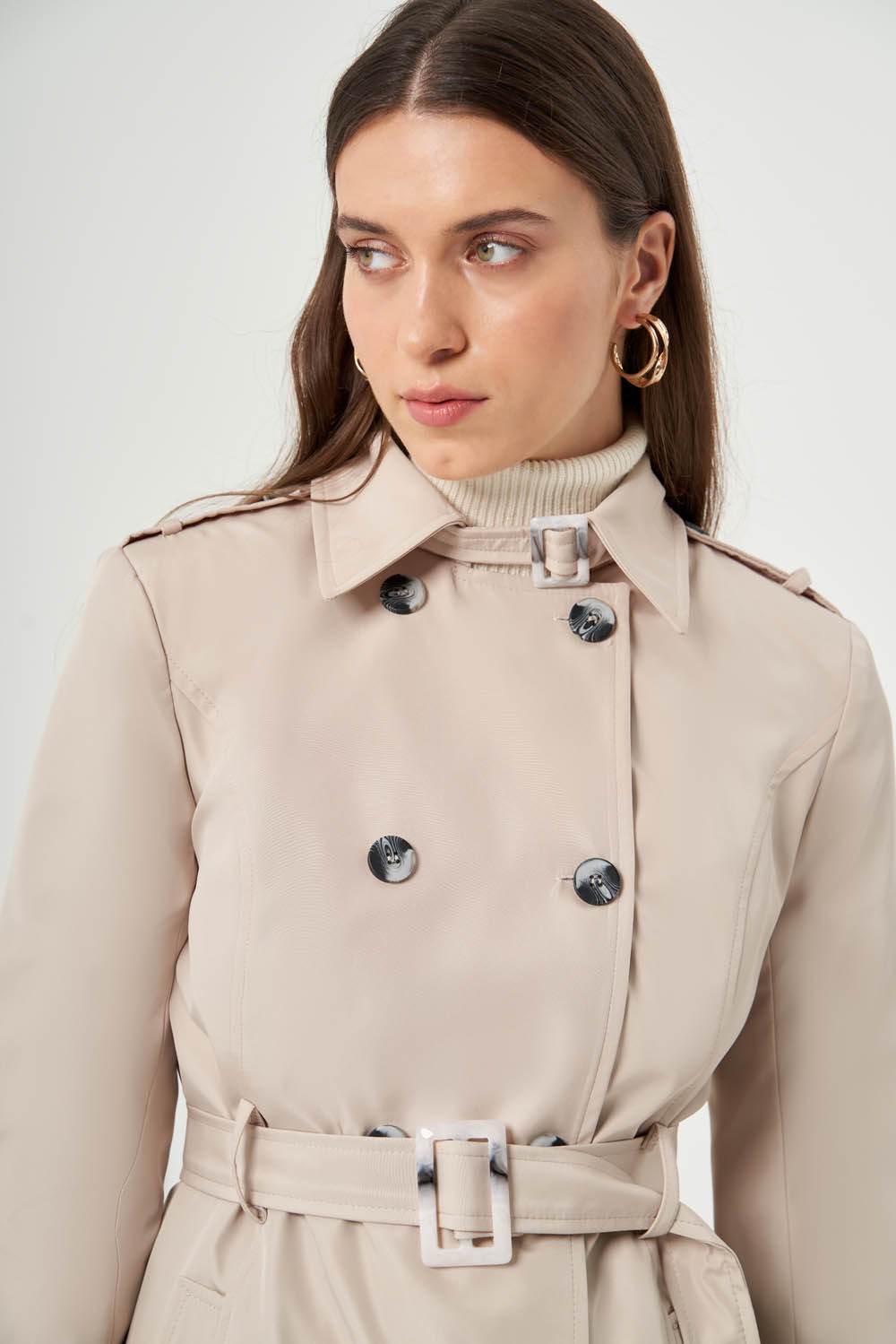 Mizalle Bej Rengi Premium Mac Trençkot 