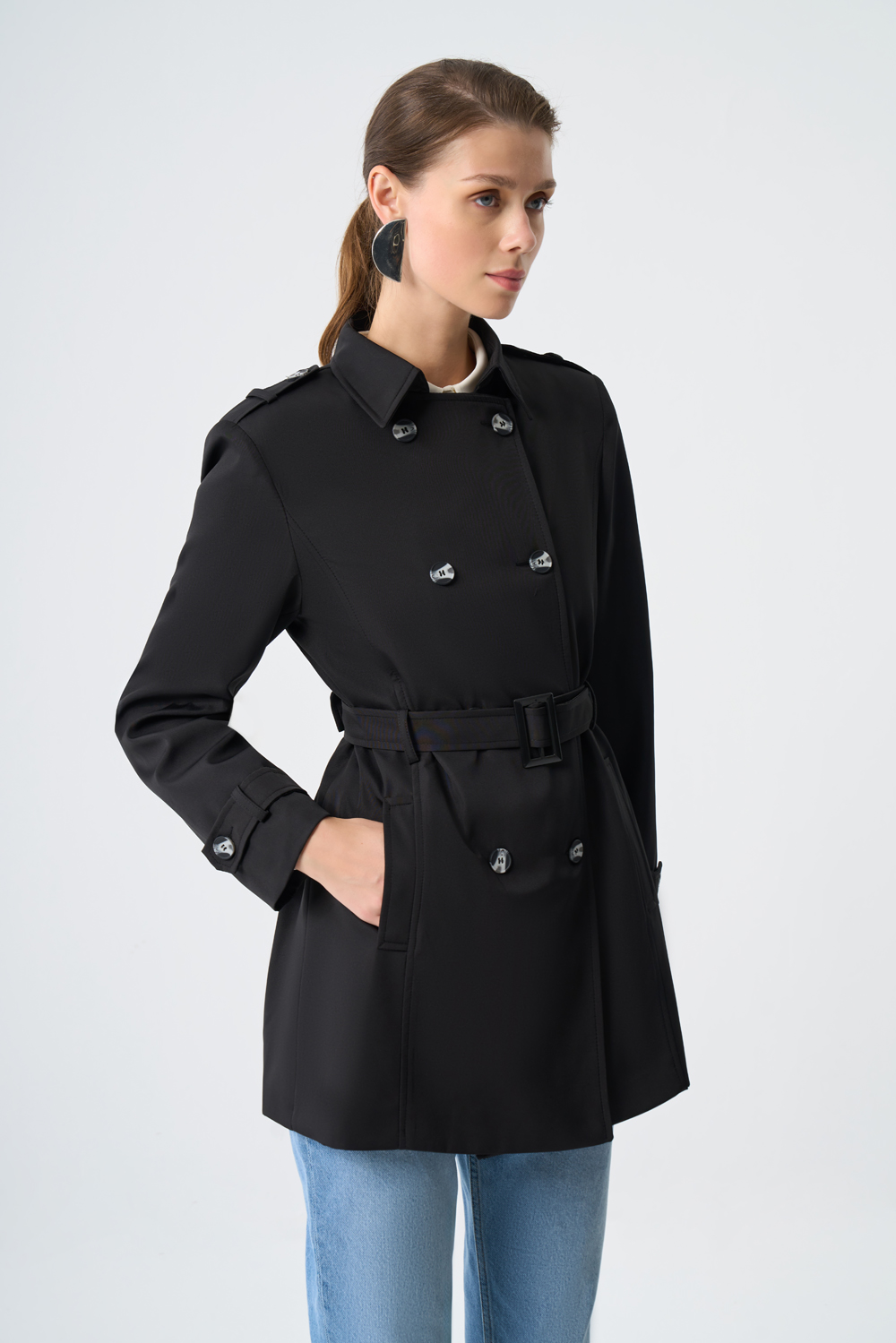 Mizalle Siyah Premium Mac Trençkot 