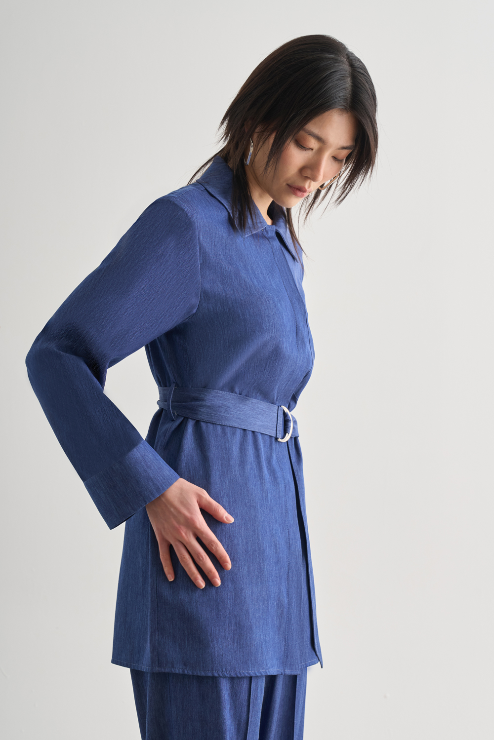 Mizalle Denim Dokulu Kemerli Tunik