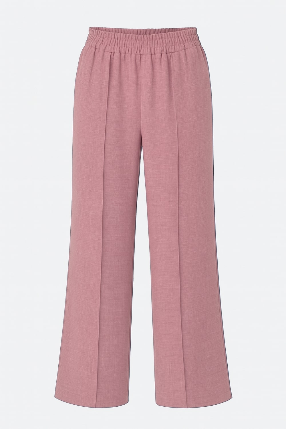 Mizalle Keten Dokulu Beli Lastikli Pembe Bol Kesim Pantolon