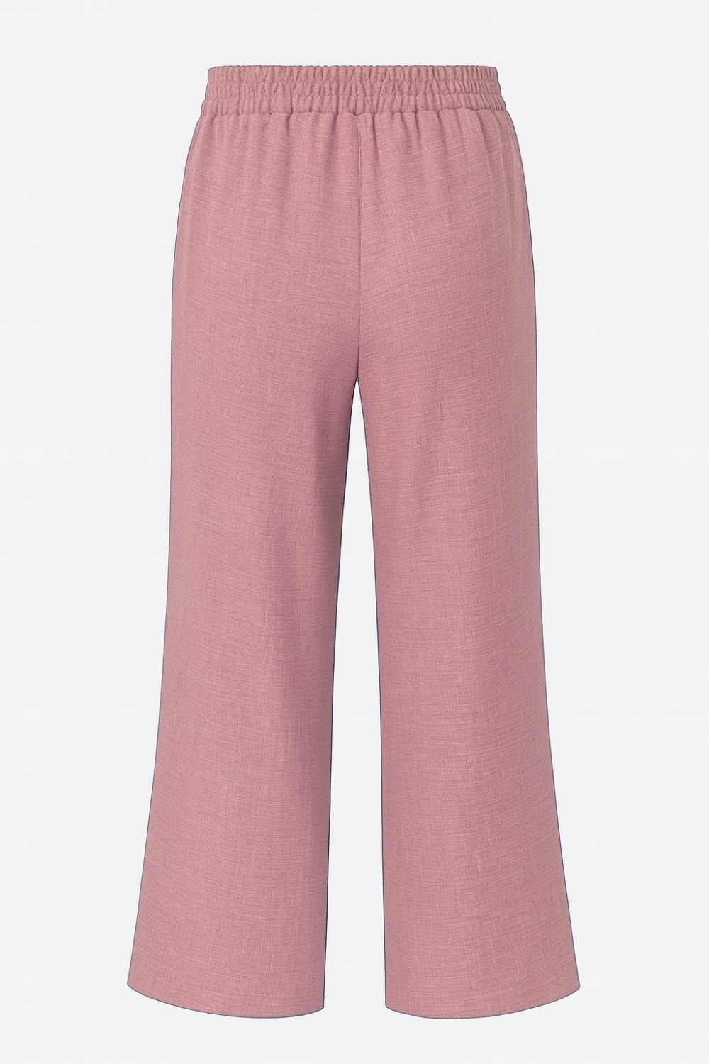Mizalle Keten Dokulu Beli Lastikli Pembe Bol Kesim Pantolon
