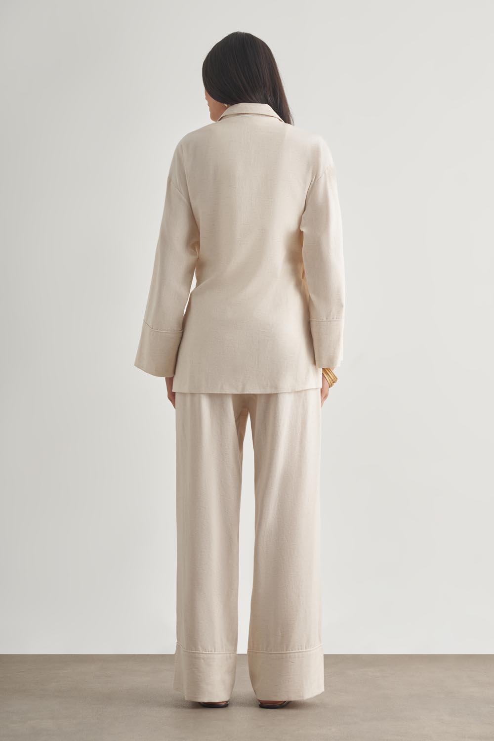 Mizalle Keten Karışımlı Anvelop Bağlı Bej Rengi Kimono Ceket