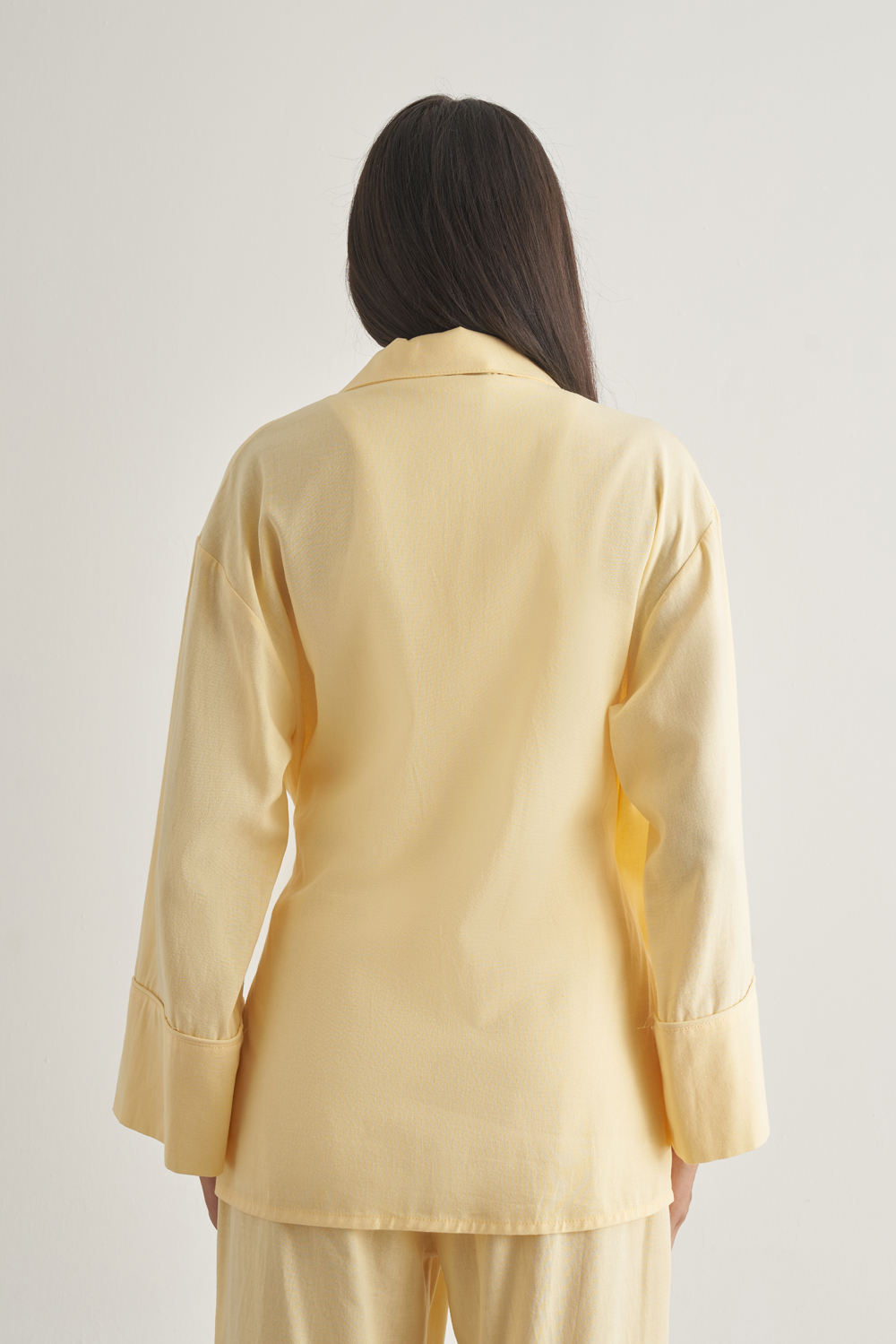 Mizalle Keten Karışımlı Anvelop Bağlı Sarı Kimono Ceket