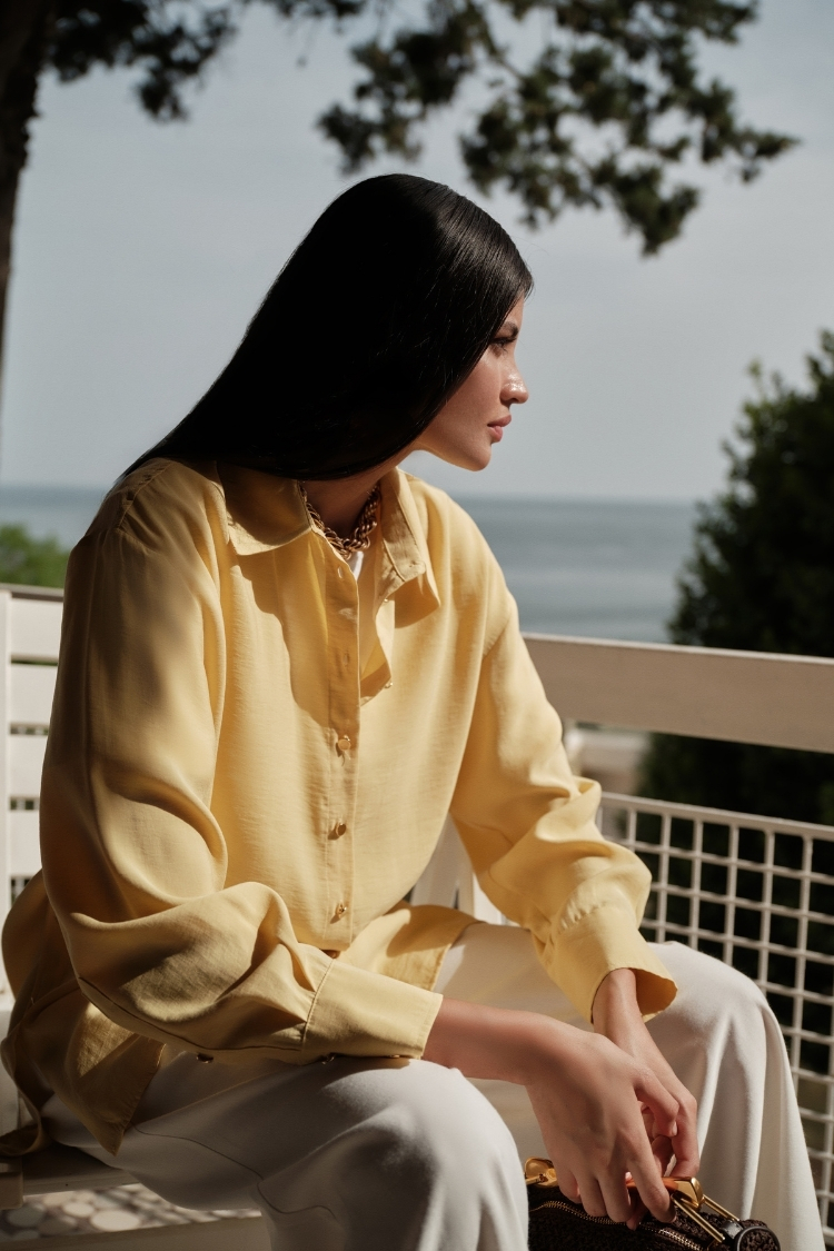 Mizalle Modal Karışımlı Sarı Uzun Tunik
