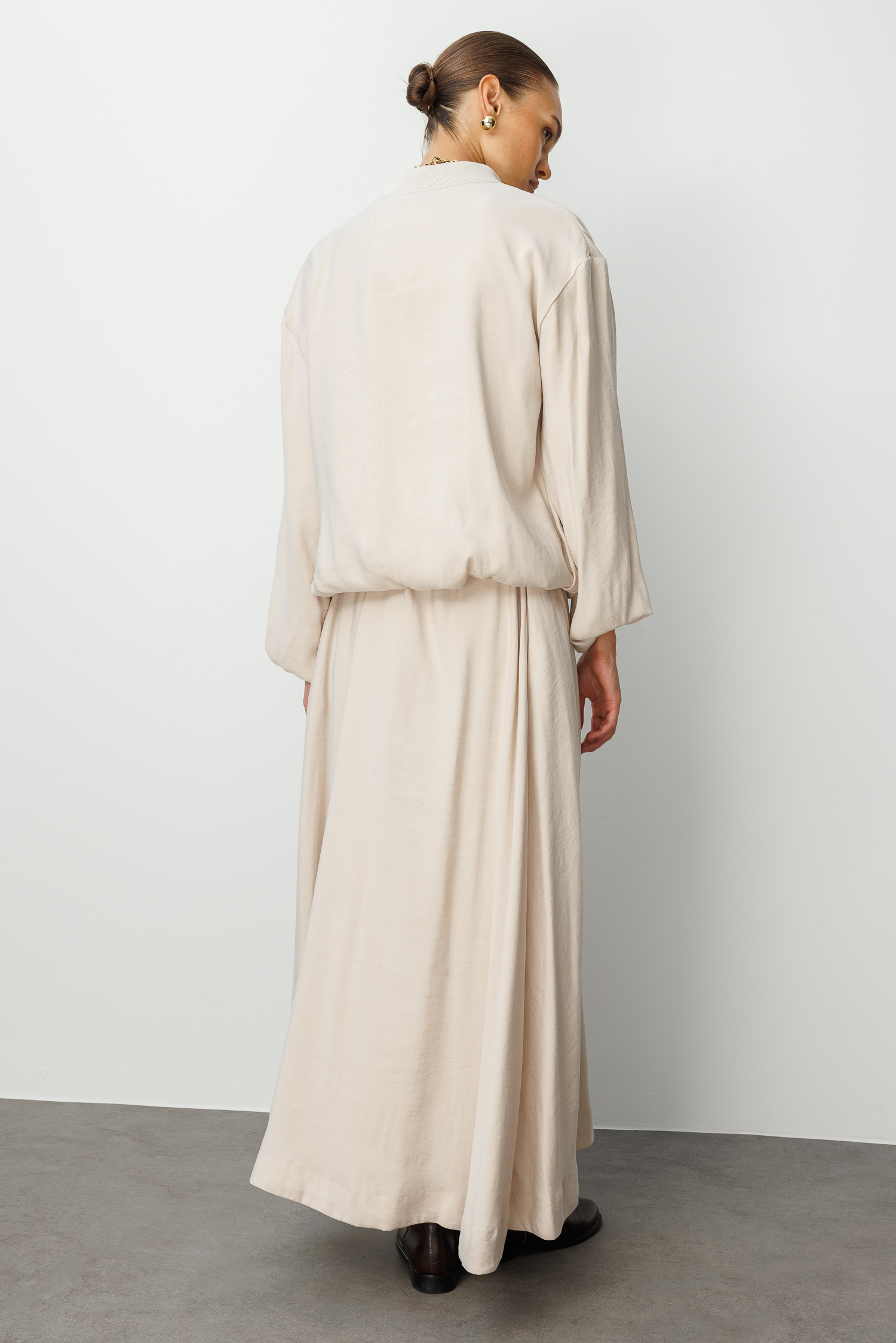 Mizalle Modal Karışımlı Taş Rengi Oversize Bomber Ceket