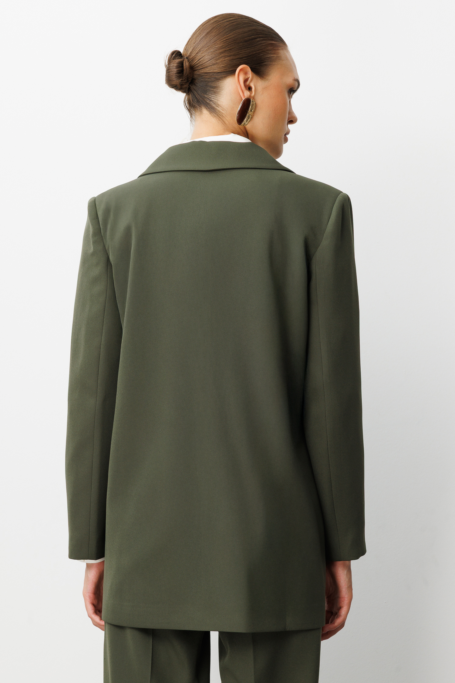 Mizalle Oversize Haki Kruvaze Blazer Ceket