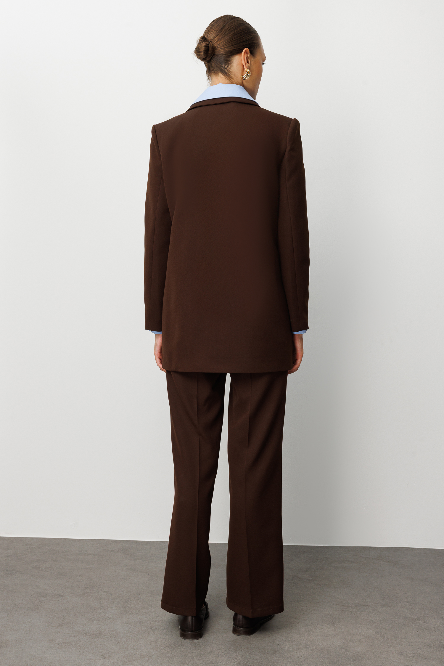 Mizalle Oversize Kahverengi Kruvaze Blazer Ceket