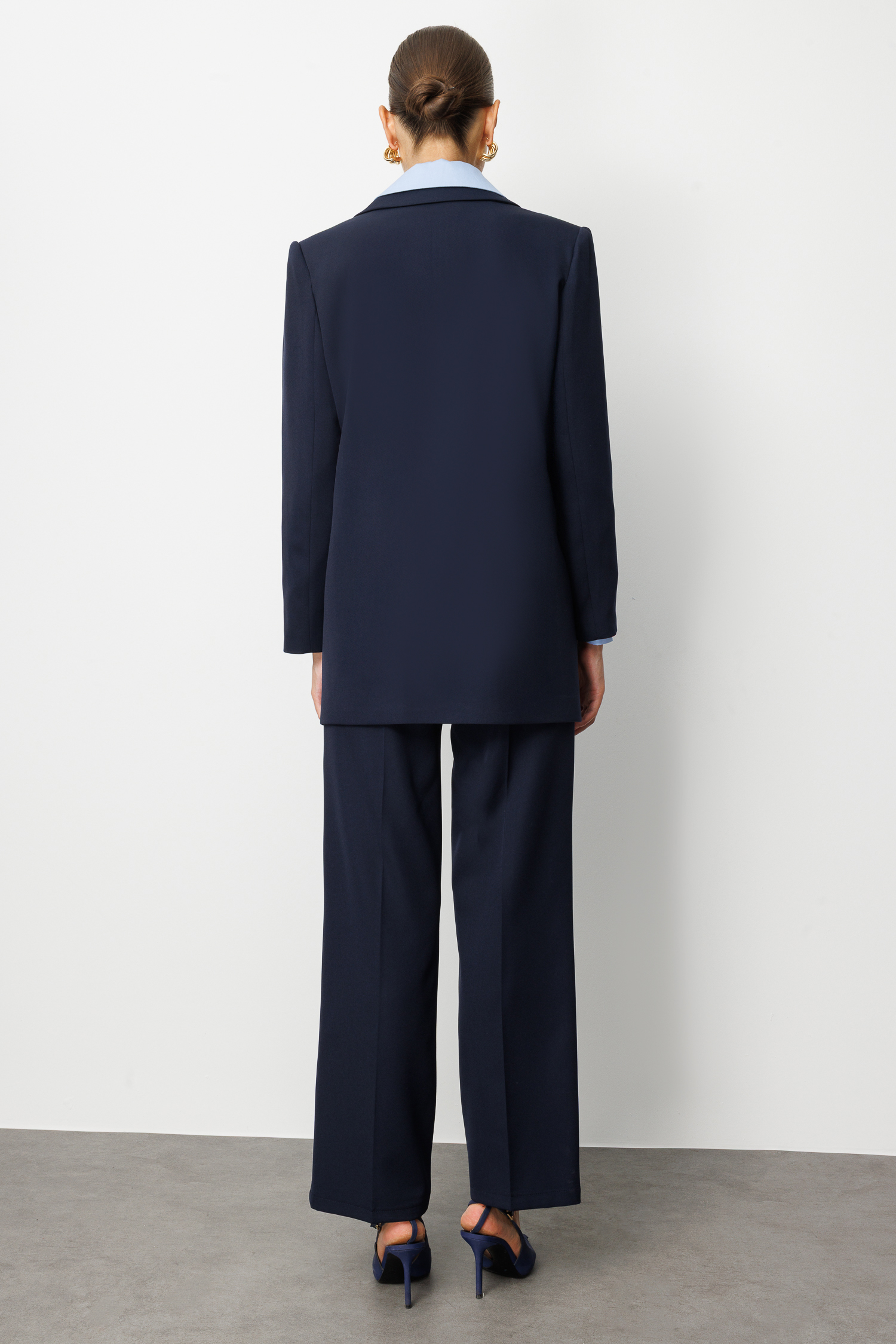 Mizalle Oversize Lacivert Kruvaze Blazer Ceket