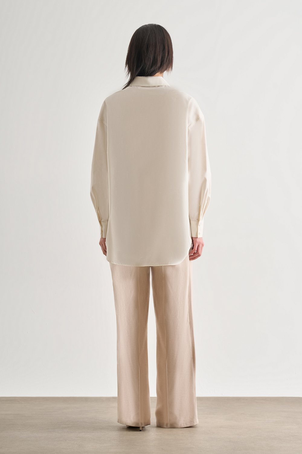 Mizalle Premium Saf Pamuk Ekru Oversize Gömlek