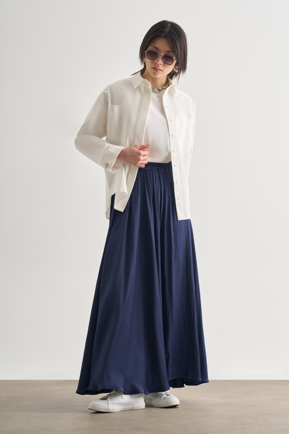 Mizalle Premium Saf Pamuk Oversize Ekru Ceket Gömlek