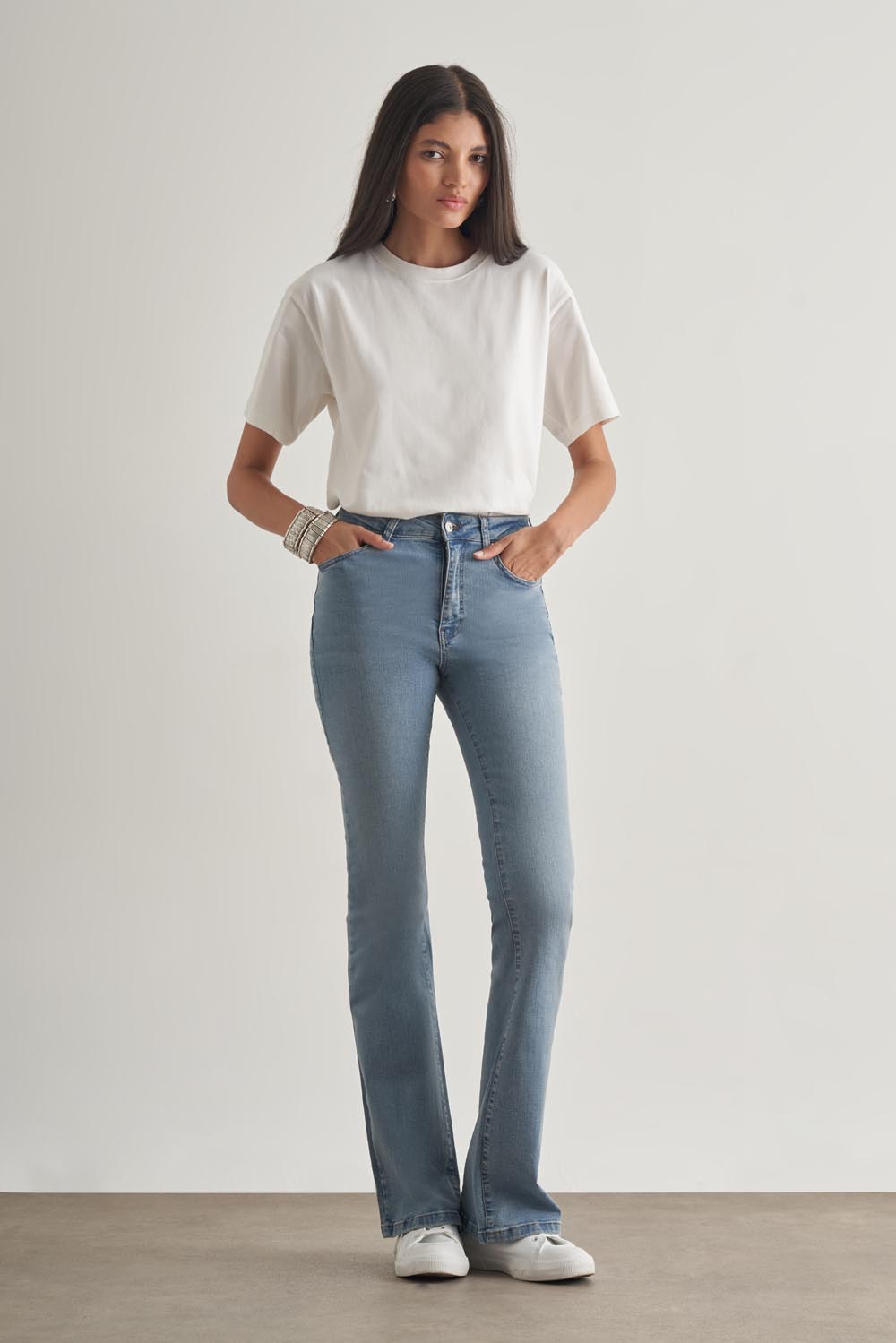 Mizalle Skinny Fit Flare Paça Açık Mavi Denim Pantolon