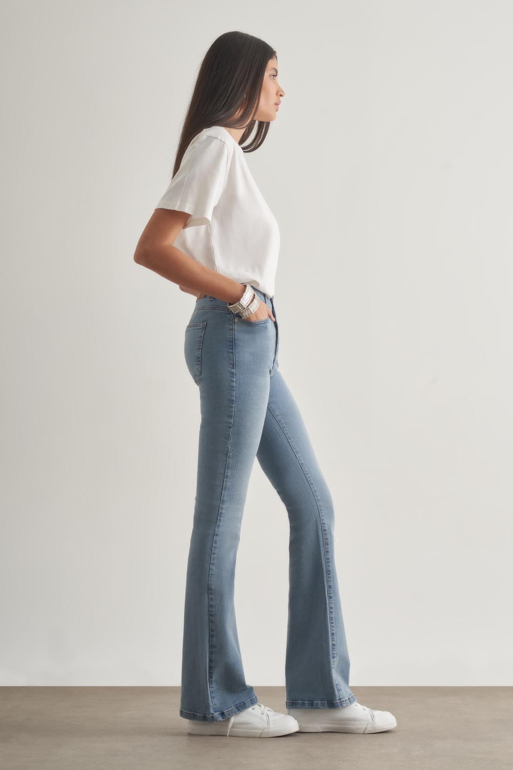 Mizalle Skinny Fit Flare Paça Açık Mavi Denim Pantolon