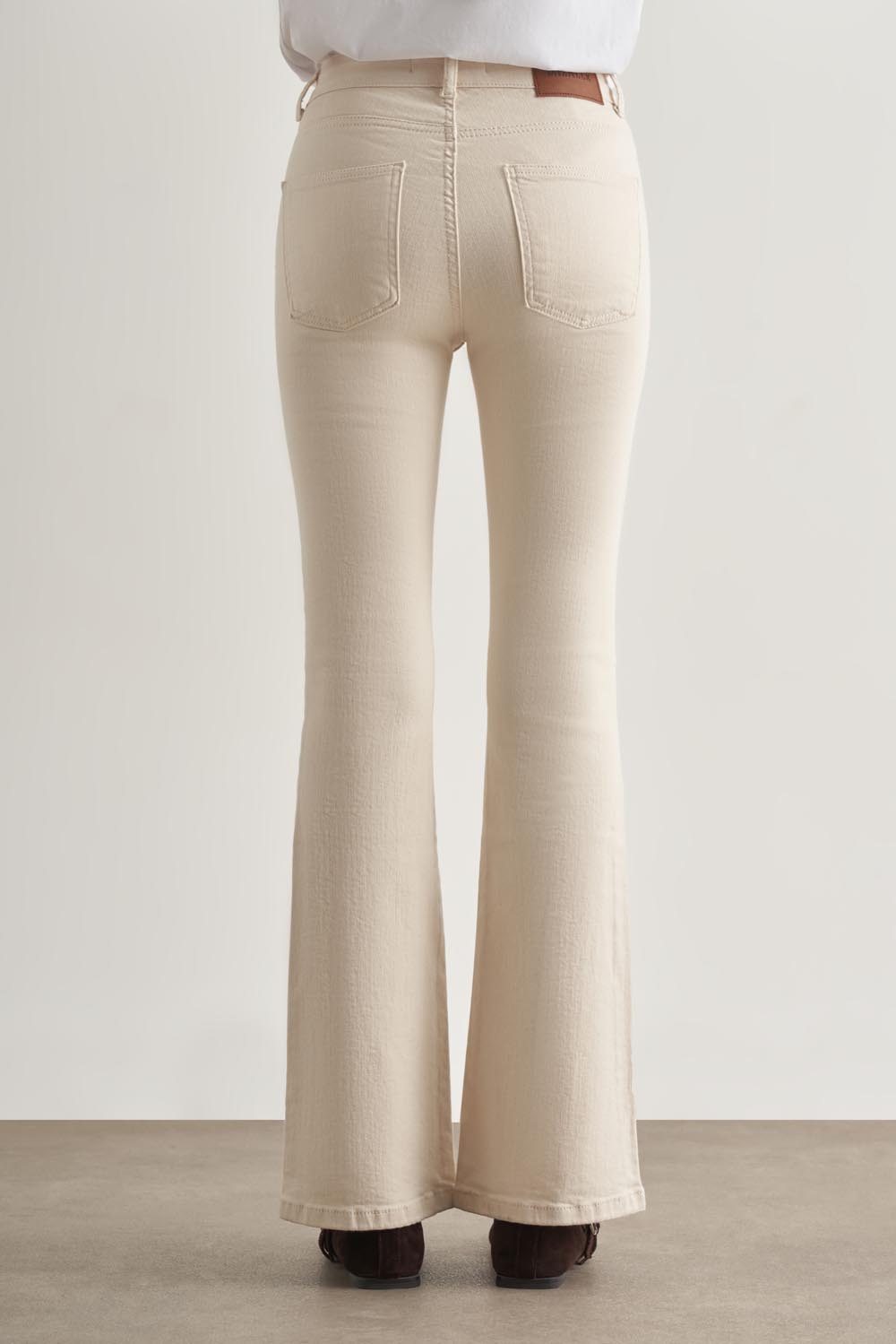 Mizalle Skinny Fit Flare Paça Ekru Denim Pantolon