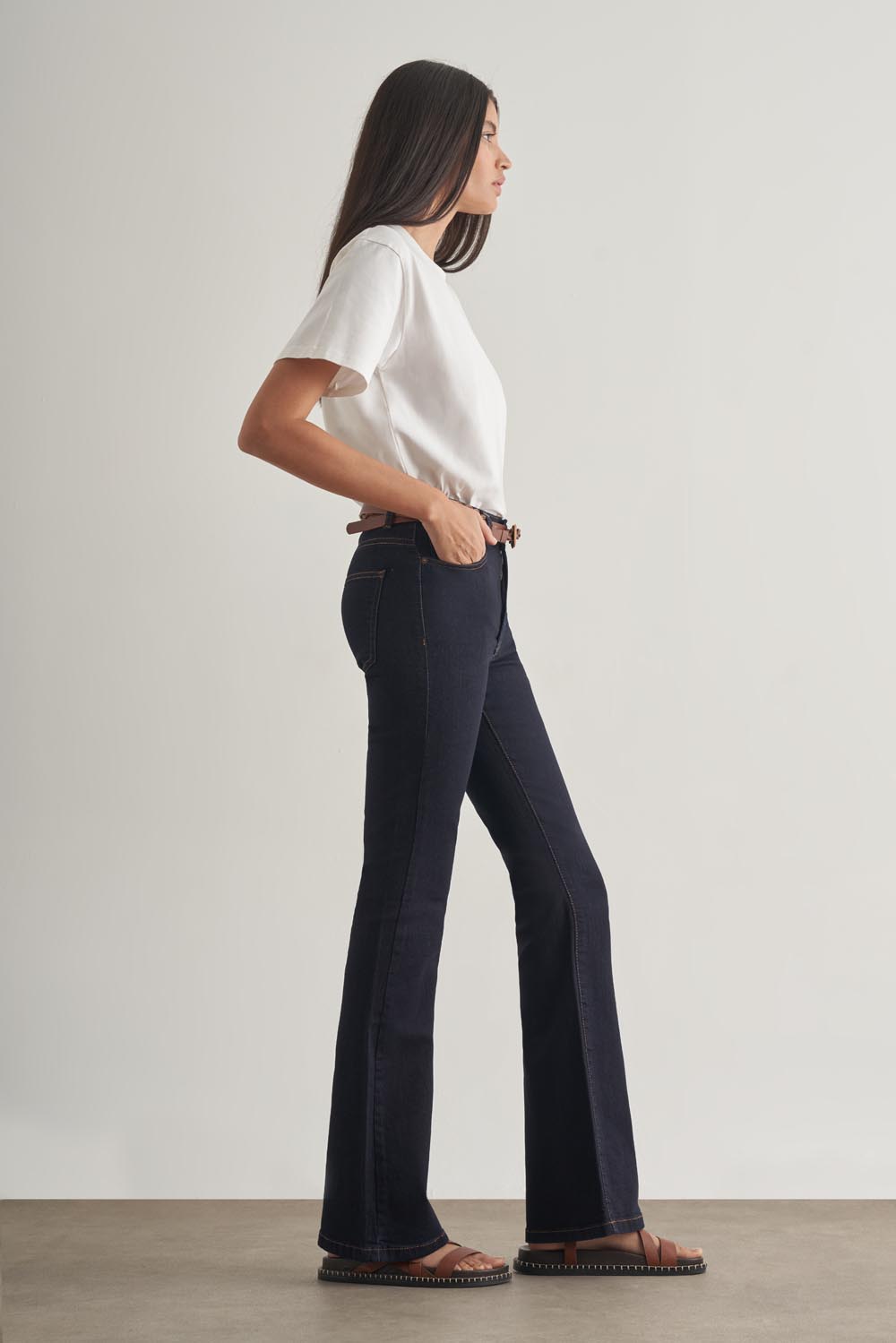 Mizalle Skinny Fit Flare Paça Lacivert Denim Pantolon