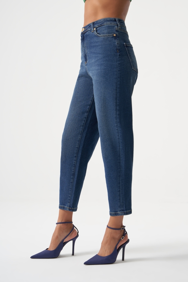 MZL Lacivert Dar Kesim Bilek Boyu Denim Pantolon