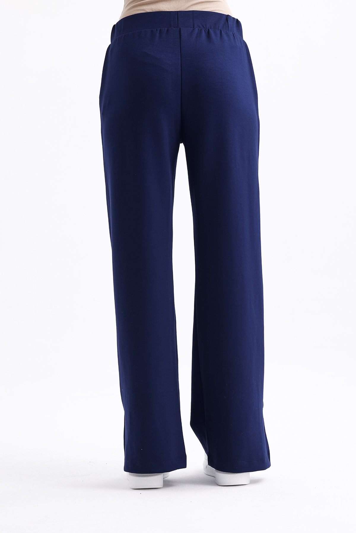 Mizalle Paçası Yırtmaçlı Pamuklu Lacivert Jogger Pantolon