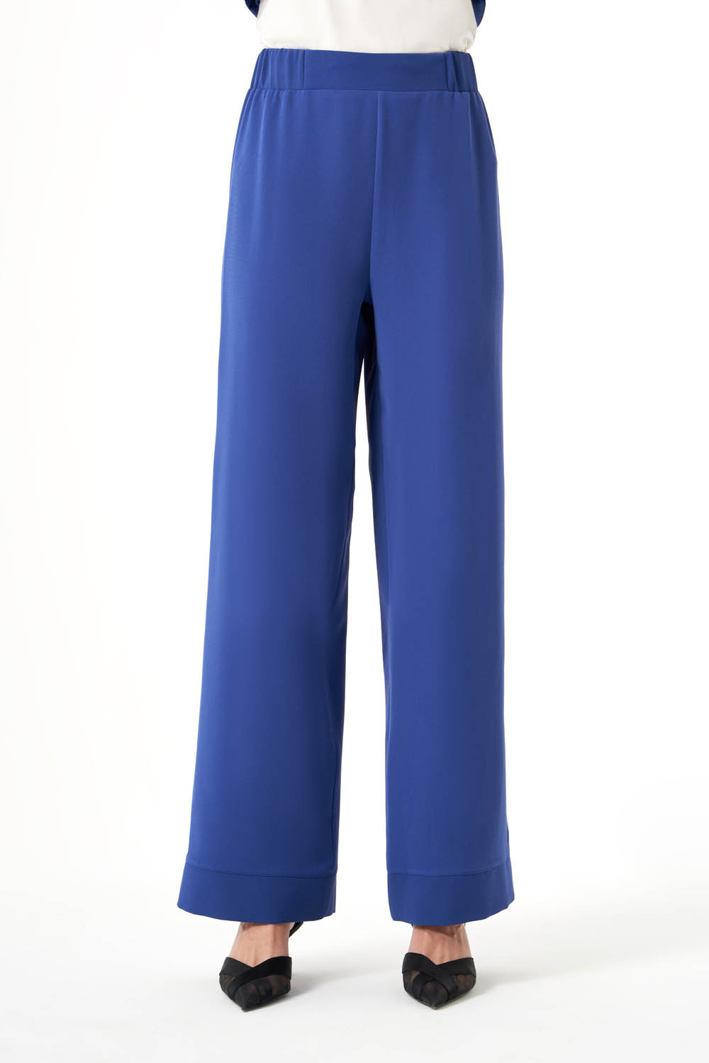 Mizalle Beli Lastikli Rahat Kesim İndigo Mavi Basic Pantolon