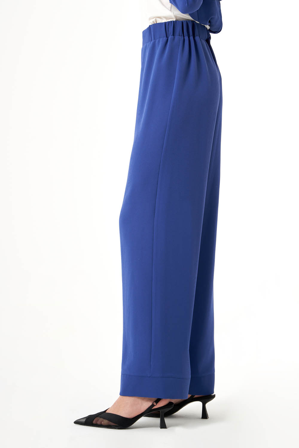 Mizalle Beli Lastikli Rahat Kesim İndigo Mavi Basic Pantolon