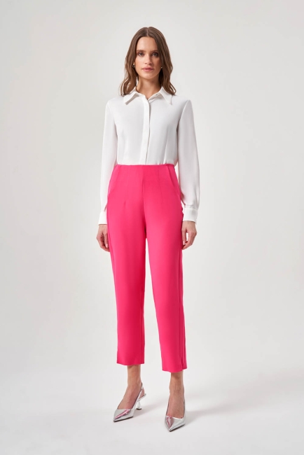 Mizalle Fit Kesimli Pensli Fuşya Basic Pantolon