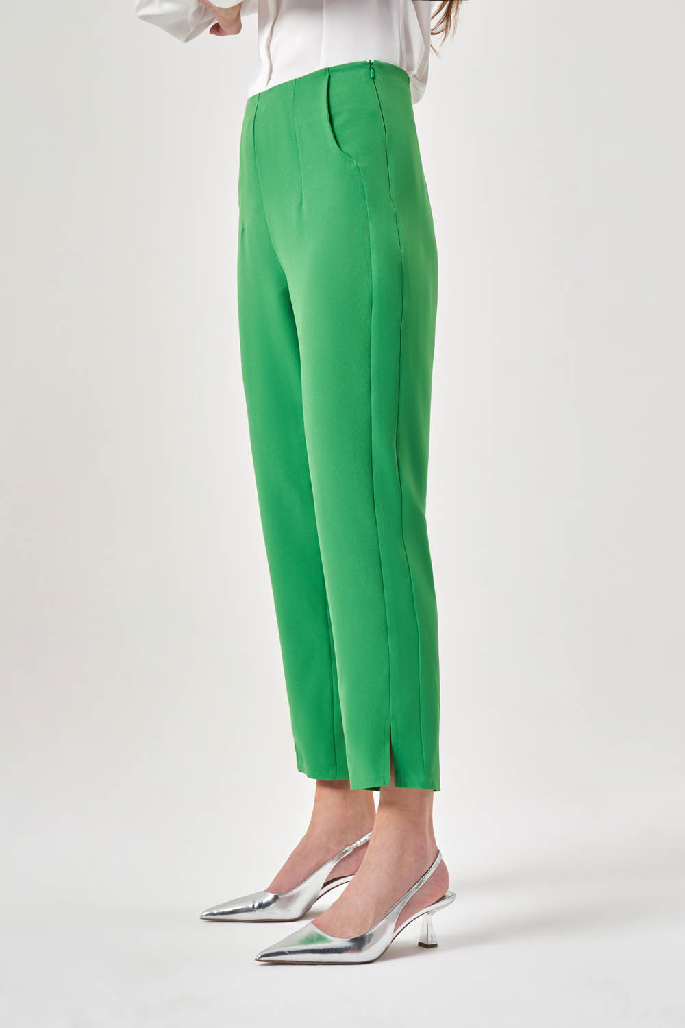 Mizalle Fit Kesimli Pensli Yeşil Basic Pantolon