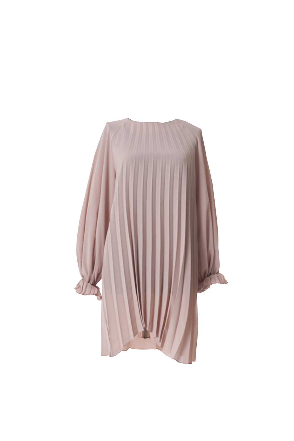 Reglan Kollu Pliseli Vizon Tunik