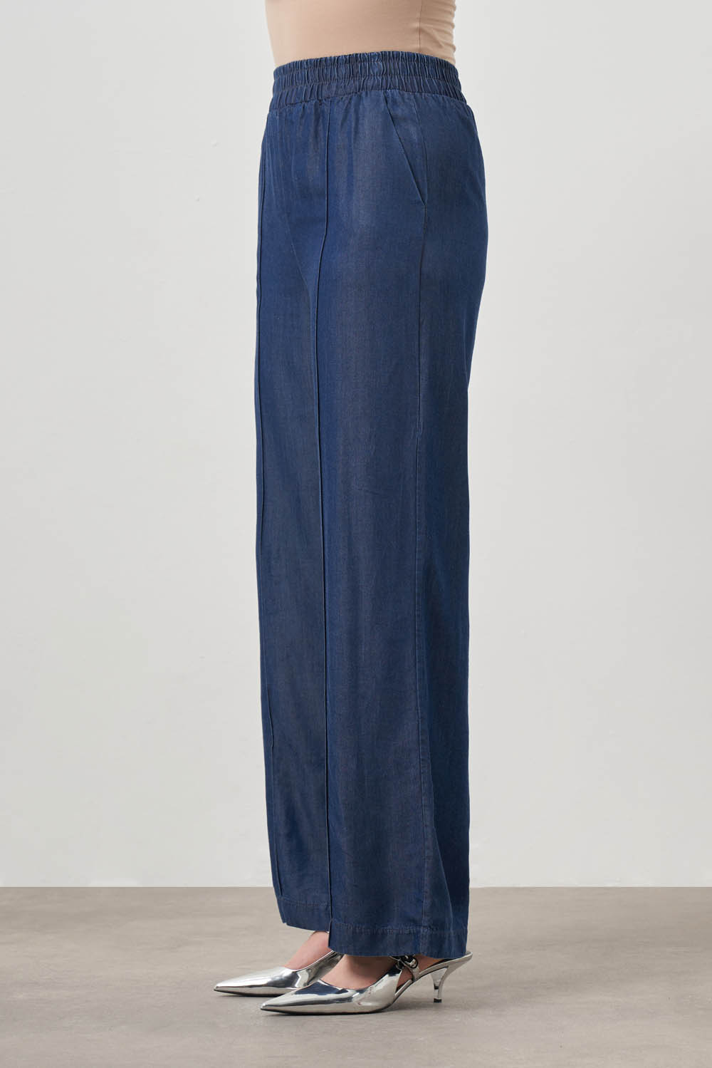 Tencel Dokulu İndigo Pantolon