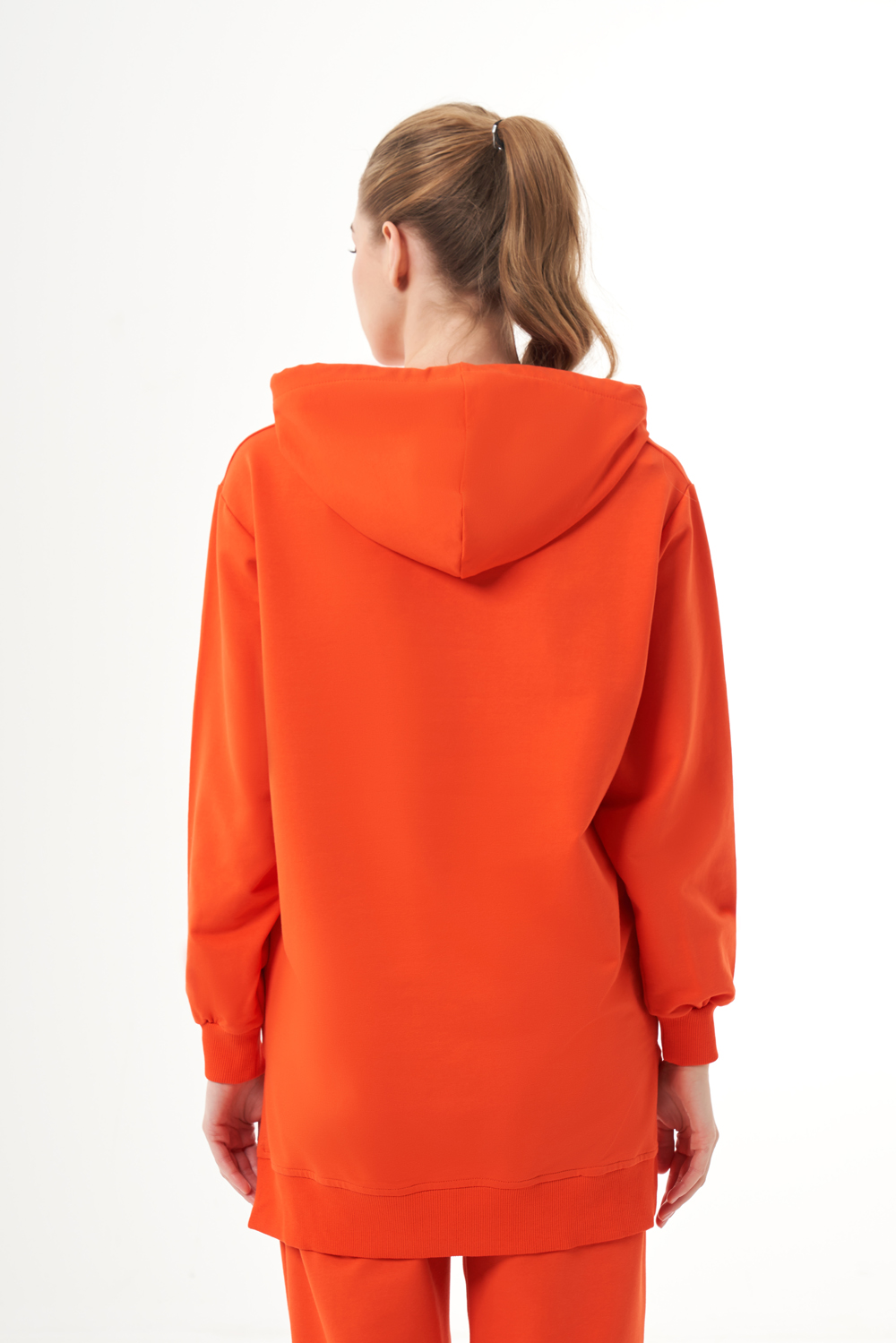 Mizalle Kapüşonlu Torba Cepli Nar Çiçeği Sweatshirt