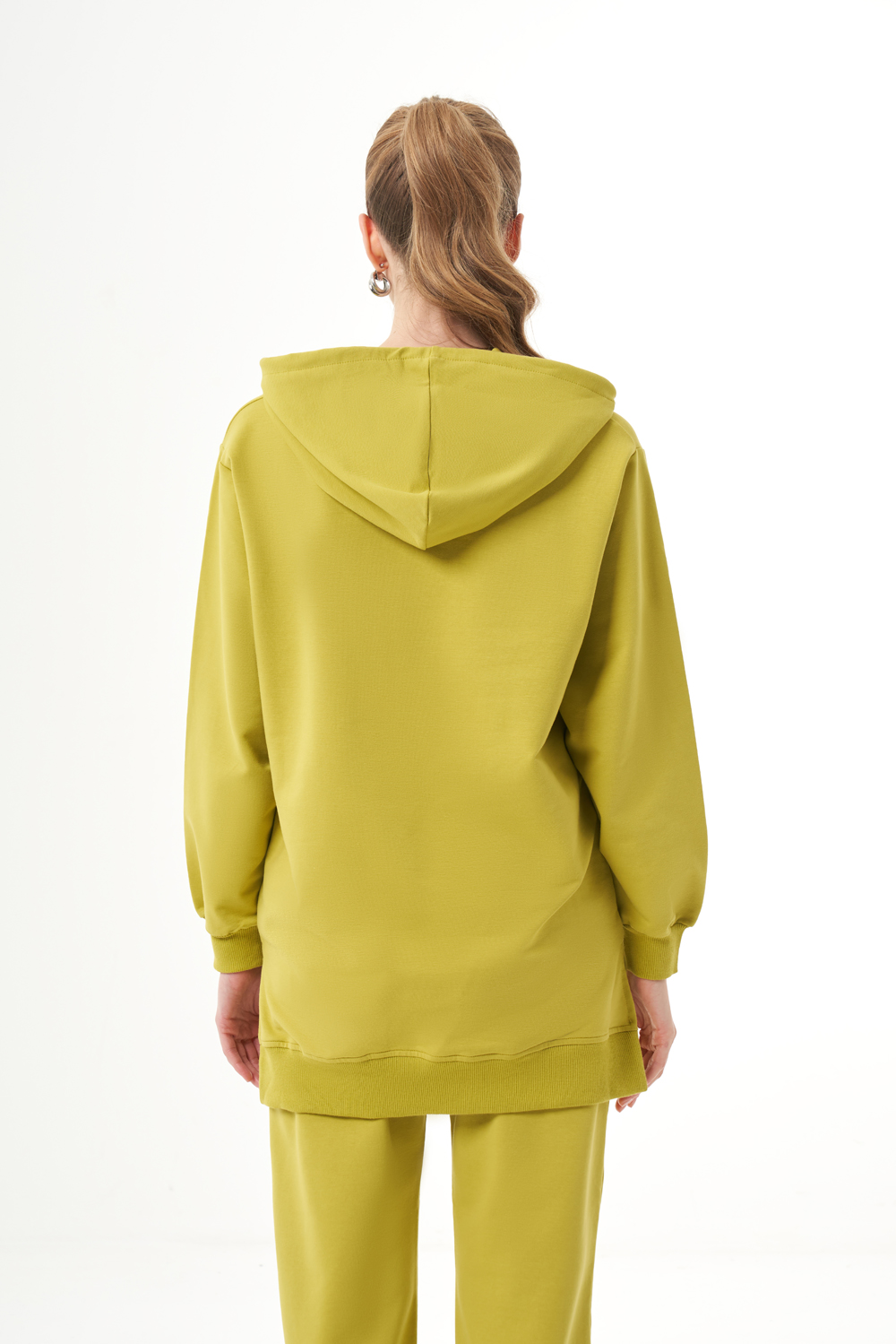 Mizalle Kapüşonlu Torba Cepli Yeşil Sweatshirt