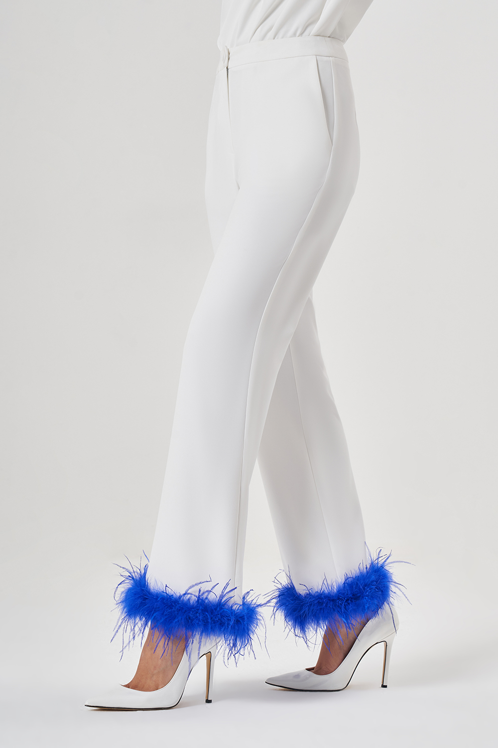 Tüylü Luxury Ekru Pantolon