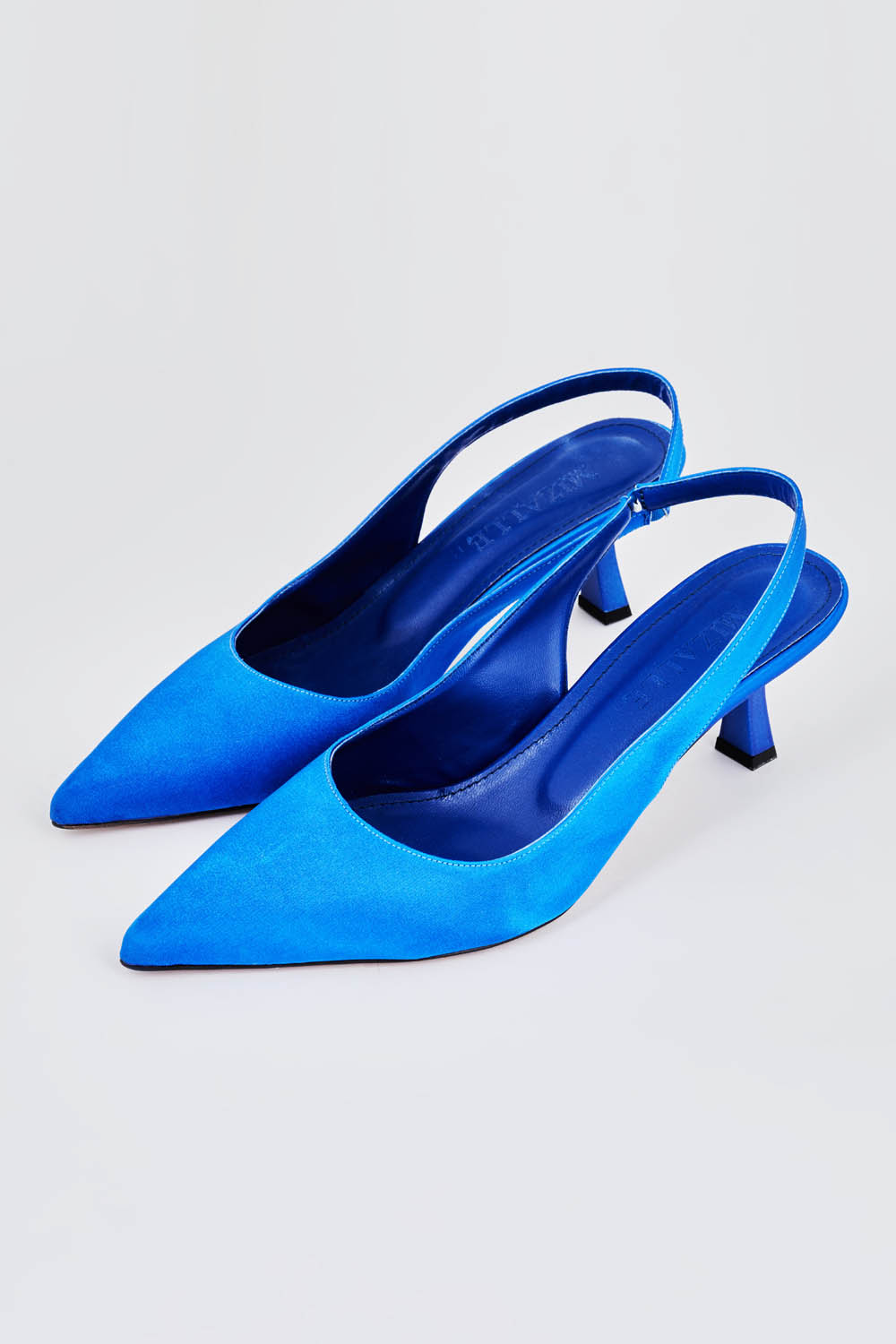 Mizalle Arkası Saks Mavisi Saten Stiletto