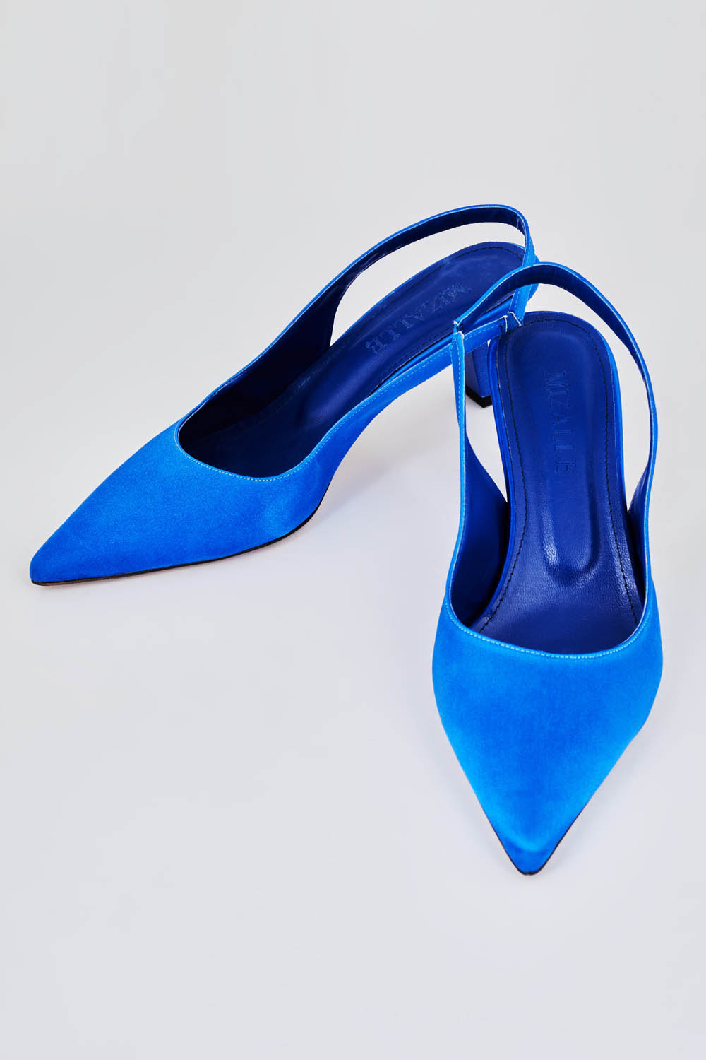 Mizalle Arkası Saks Mavisi Saten Stiletto