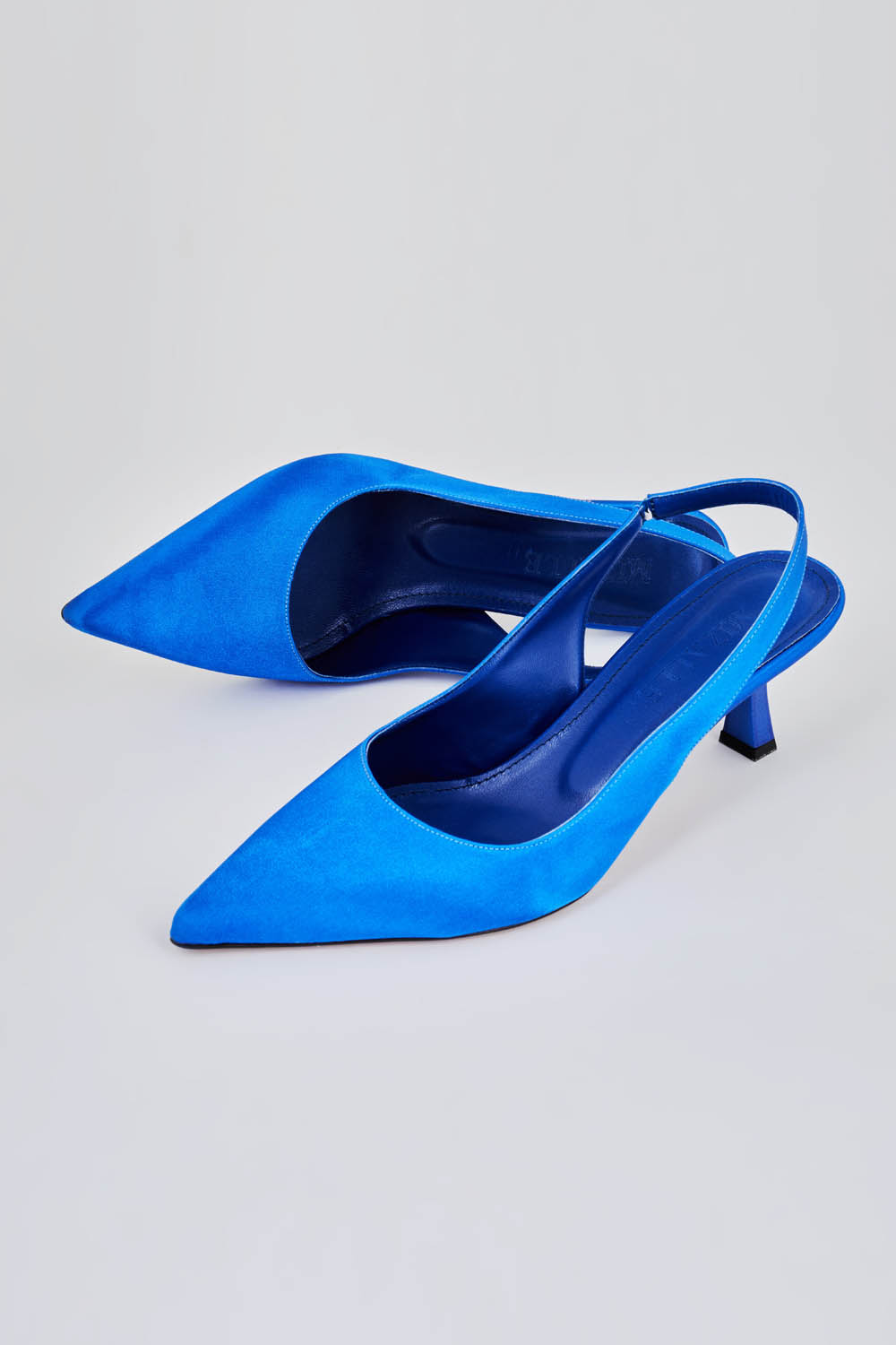 Mizalle Arkası Saks Mavisi Saten Stiletto